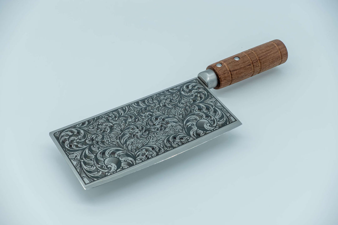 Kinesisk kokkekniv med gravering