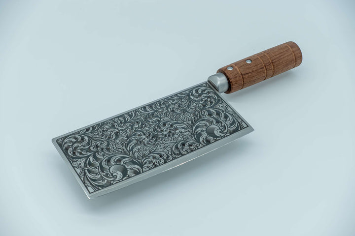 Kinesisk kokkekniv med gravering